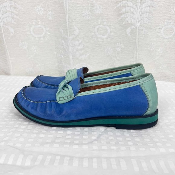 V Italia suede slip-on loafer blue & green - Picture 2 of 10